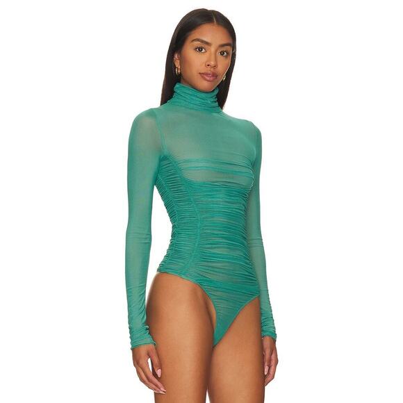 Free People Under It All Bodysuit White Spruce Green Size L - Picture 3 of 8